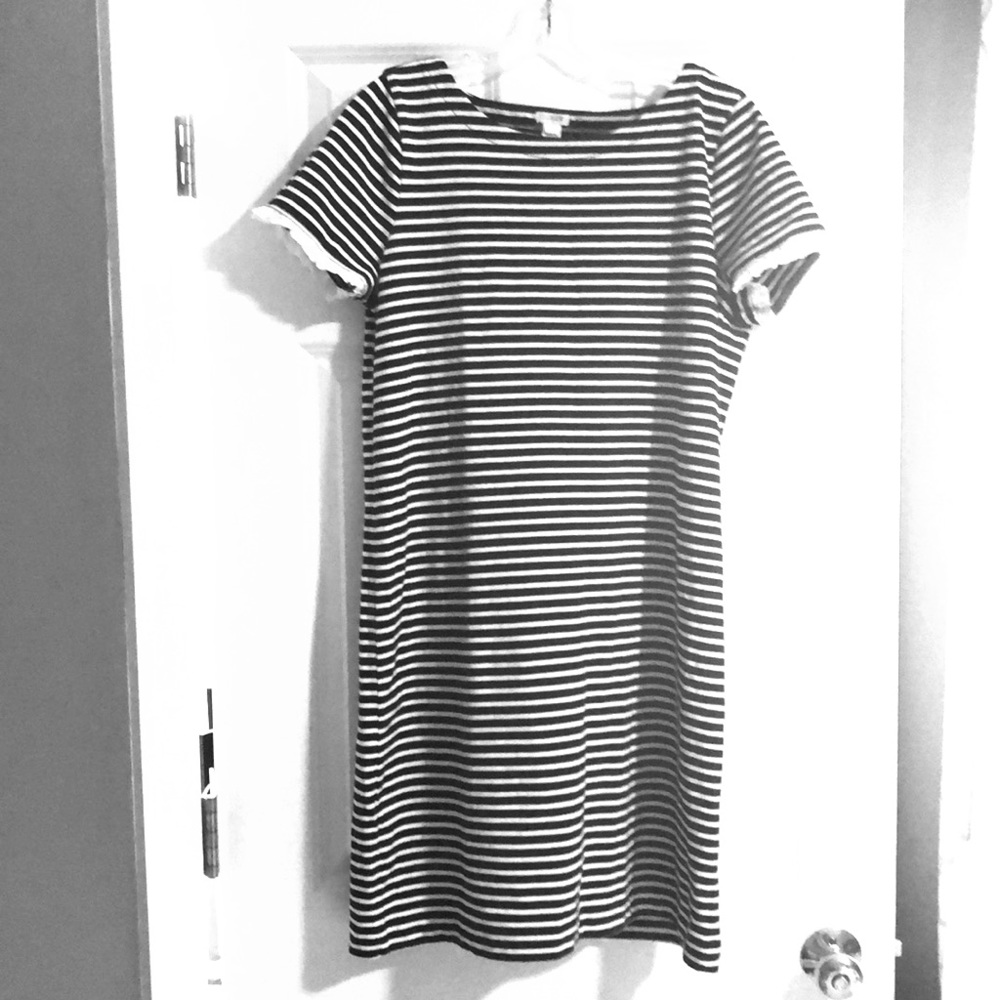 J Crew Navy and White striped dress